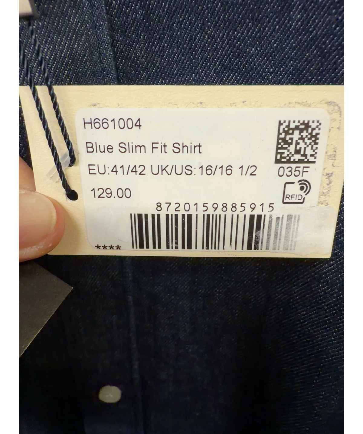 SuitSupply Blue Blue Slim Fit Shirt, size UK M — care label