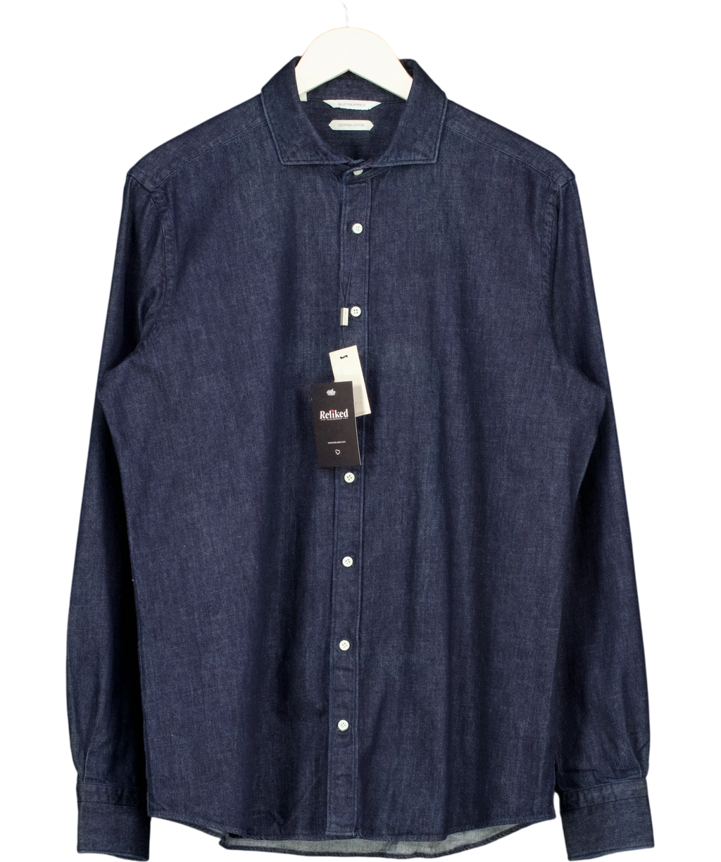 SuitSupply Blue Blue Slim Fit Shirt, size UK M — front