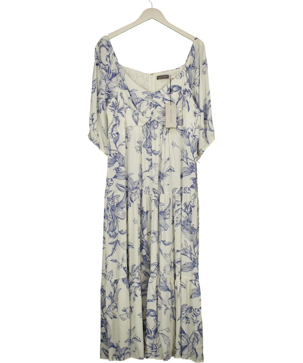Mint Velvet Blue Blue Floral Maxi Dress, size UK 18 — front