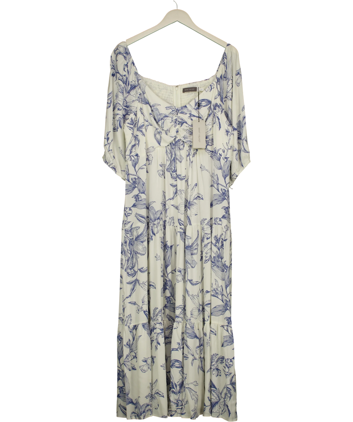 Mint Velvet Blue Blue Floral Maxi Dress, size UK 18 — front