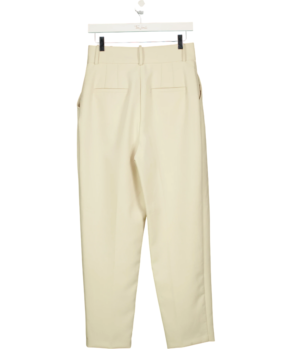 ZARA cream high-waisted pleated trousers, size UK M — back