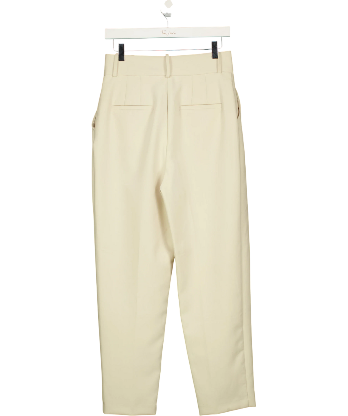 ZARA cream high-waisted pleated trousers, size UK M — back