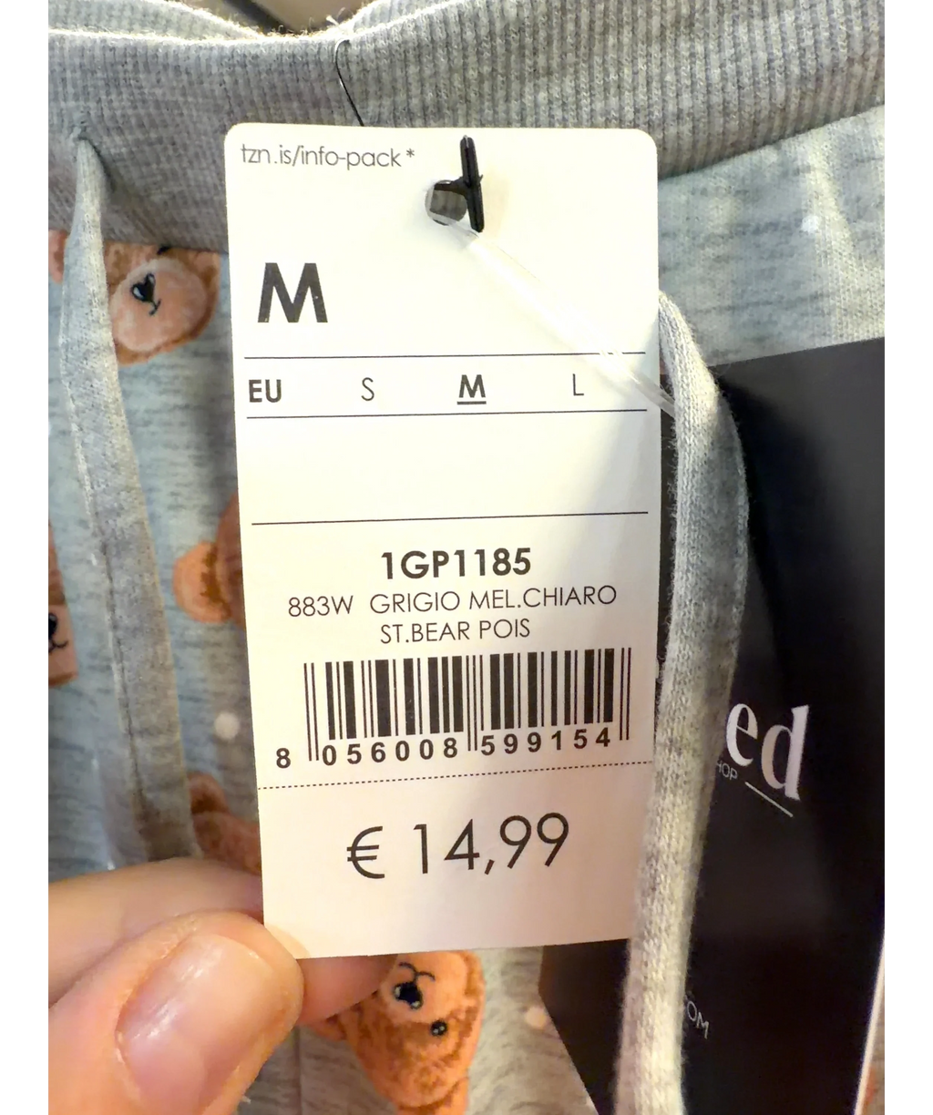 Tezenis Grey Colour, size UK M — care label