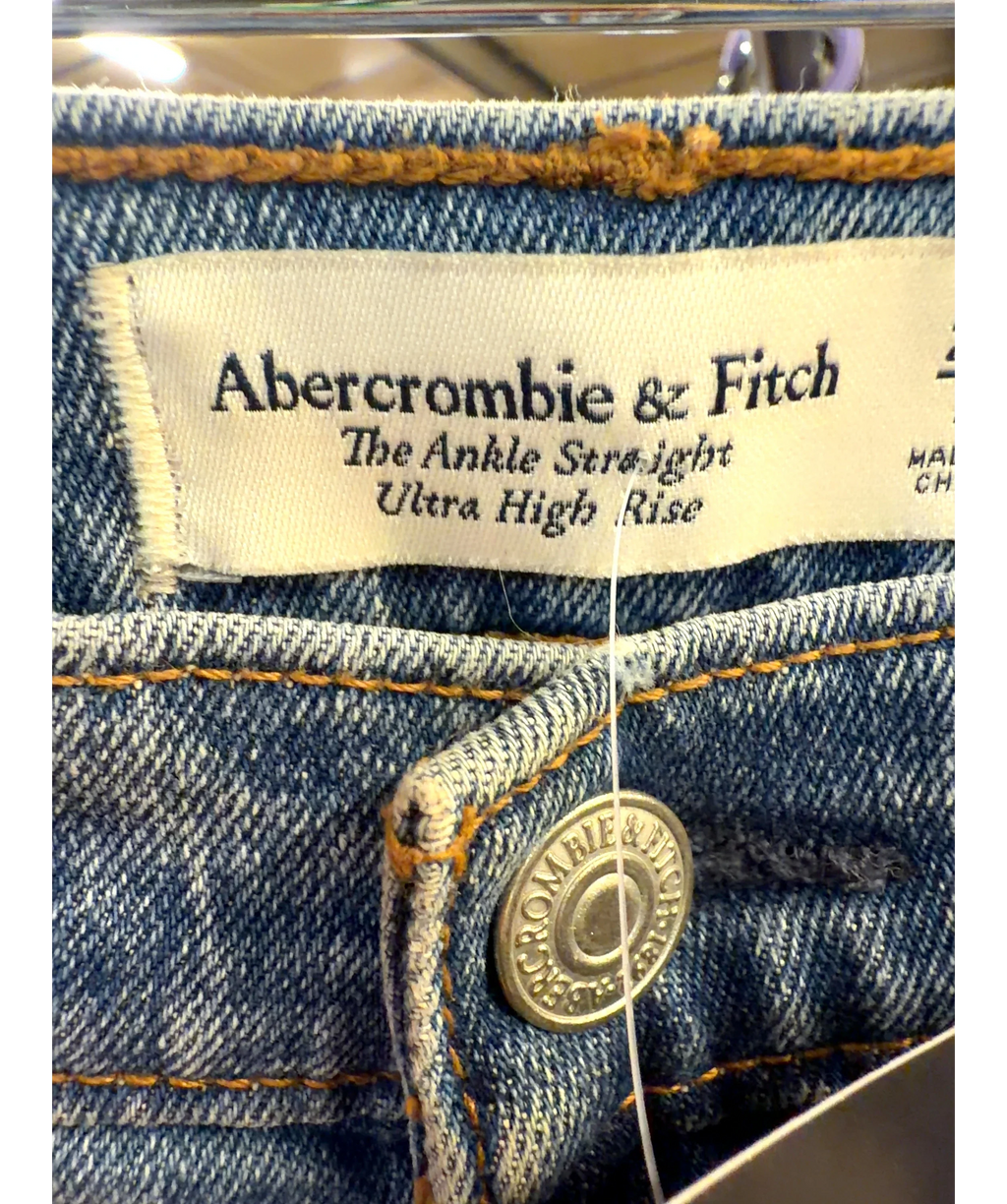 ABERCROMBIE & FITCH Blue The Ankle Straight, Ultra High Rise, size W29 — detail