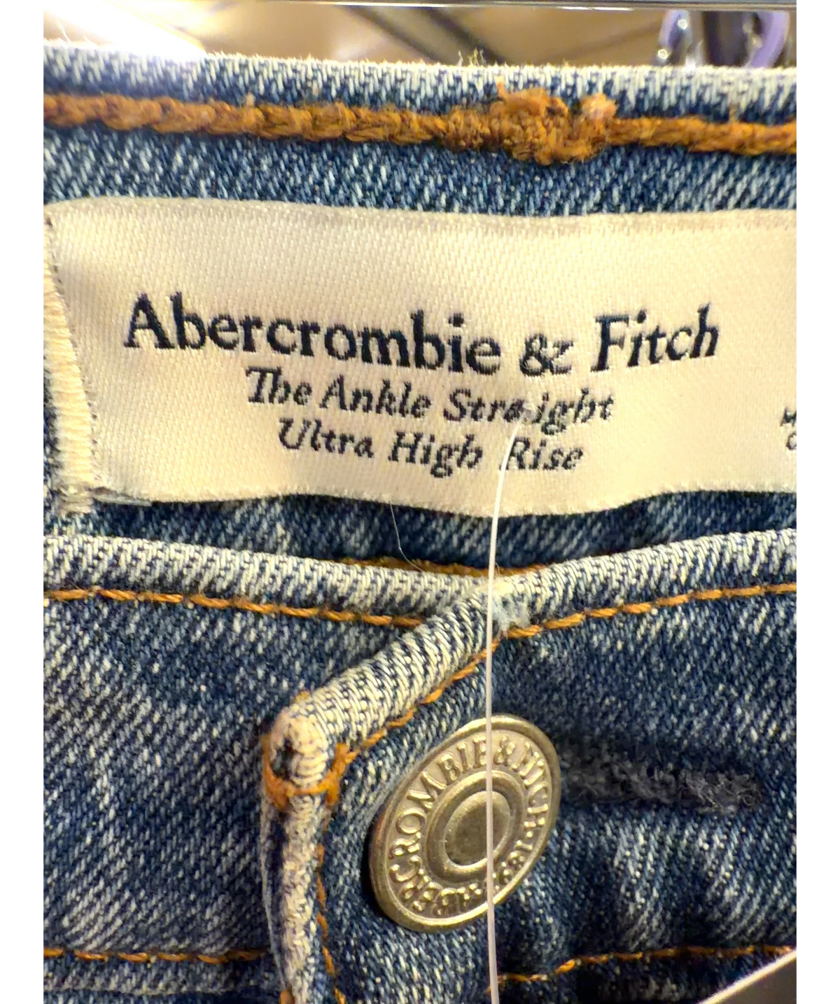 ABERCROMBIE & FITCH Blue The Ankle Straight, Ultra High Rise, size W29 — label