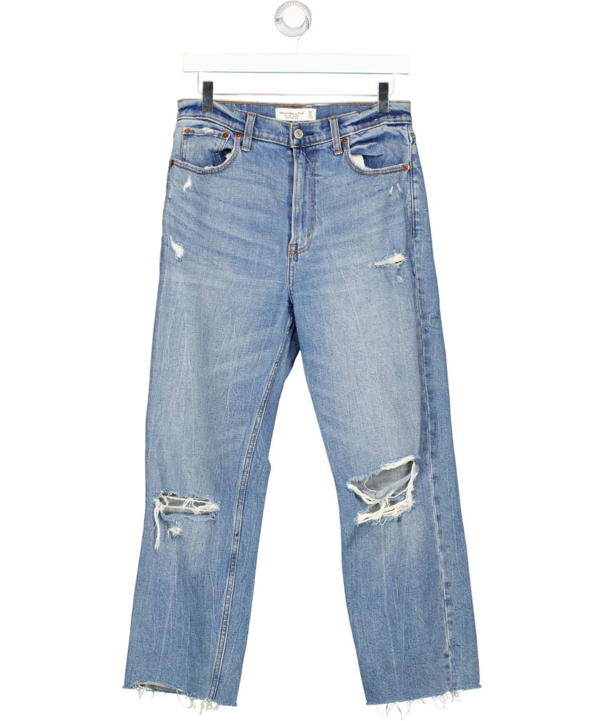ABERCROMBIE & FITCH Blue The Ankle Straight, Ultra High Rise, size W29 — front