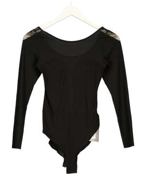 Miss Selfridge Black Sheer Mesh Bodysuit UK 10