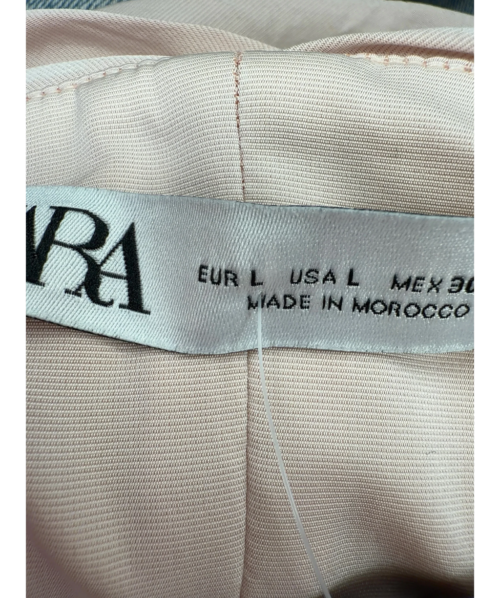 ZARA Pink ruched crop top, size UK L — care label