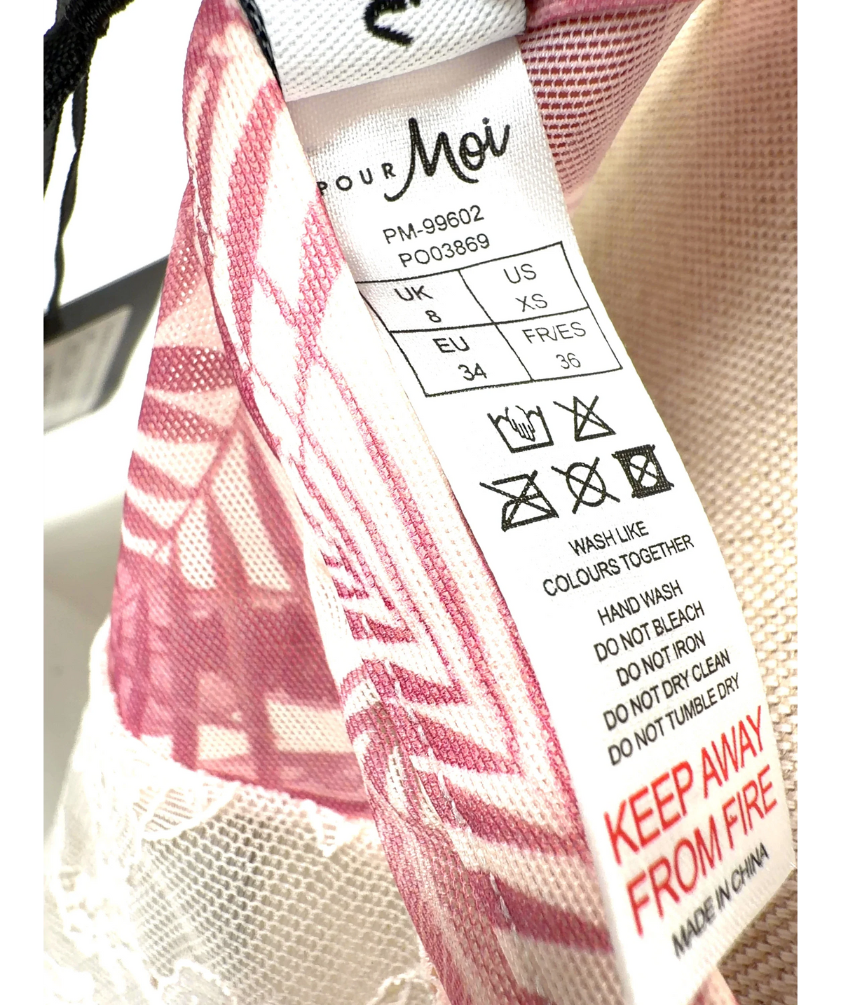 Pour Moi Pink Colour, size UK 8 — label
