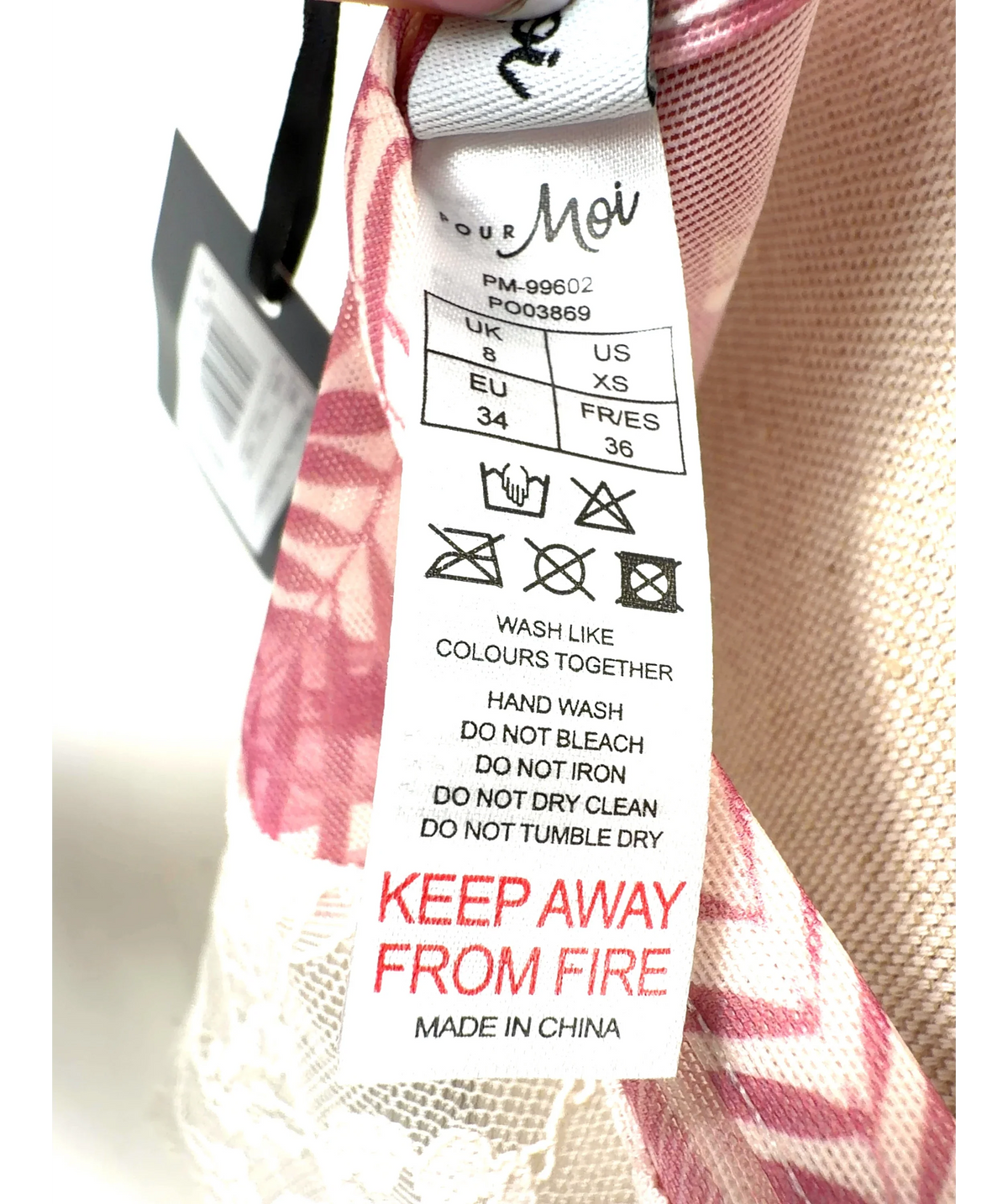 Pour Moi Pink Colour, size UK 8 — care label
