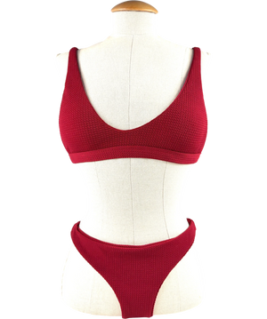 Pretty Lavish Red Textured Bikini UK M