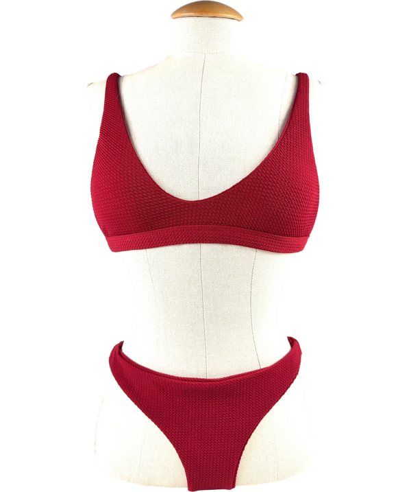 Pretty Lavish Red Textured Bikini UK M