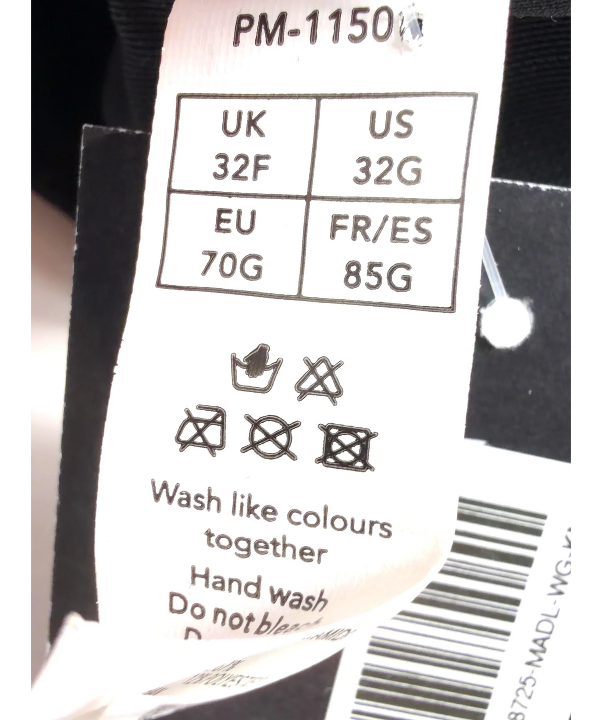 Pour Moi Black Colour, size UK 32F — label