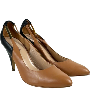 Reiss Brown Two-Tone Pointed Stiletto Heels UK 6 EU 39