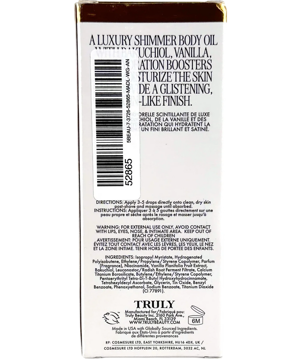 TRULY Vanilla Baby Luxury Body Oil, size 90ml — back