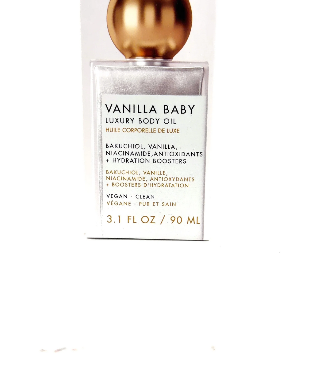 TRULY Vanilla Baby Luxury Body Oil, size 90ml — care label