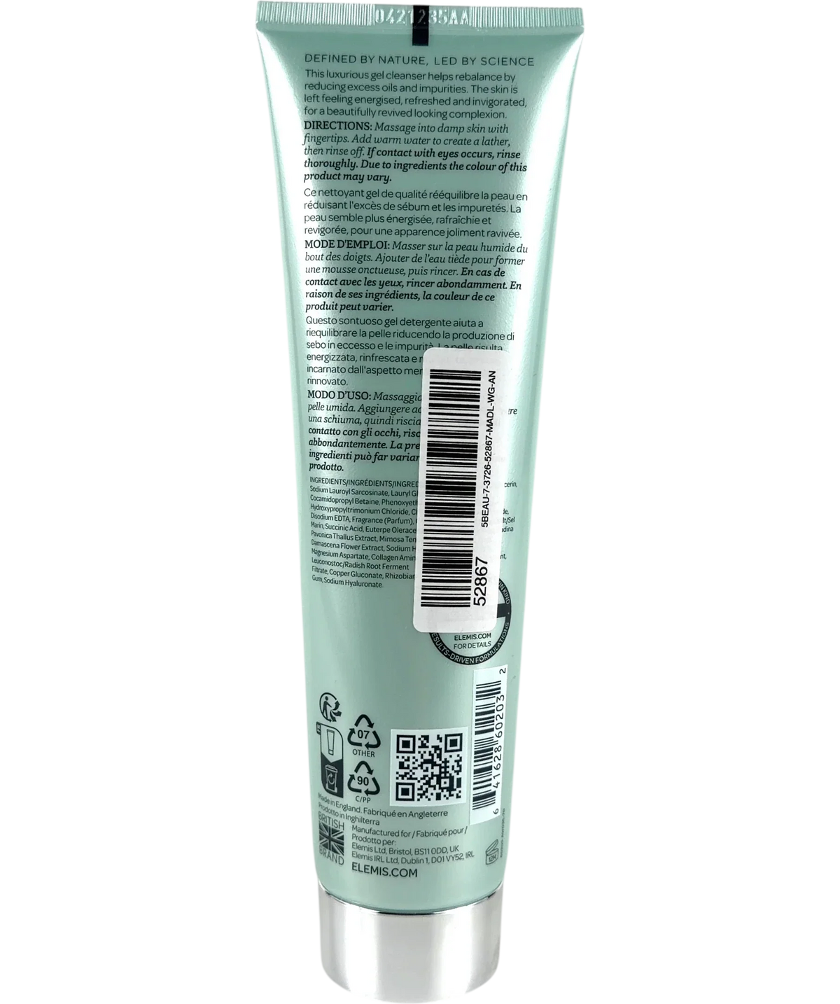 Elemis PRO-COLLAGEN ENERGISING MARINE CLEANSER, size 150ml — back