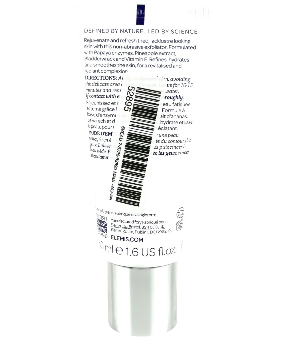 Elemis Papaya Enzyme Peel, size 50ml — back