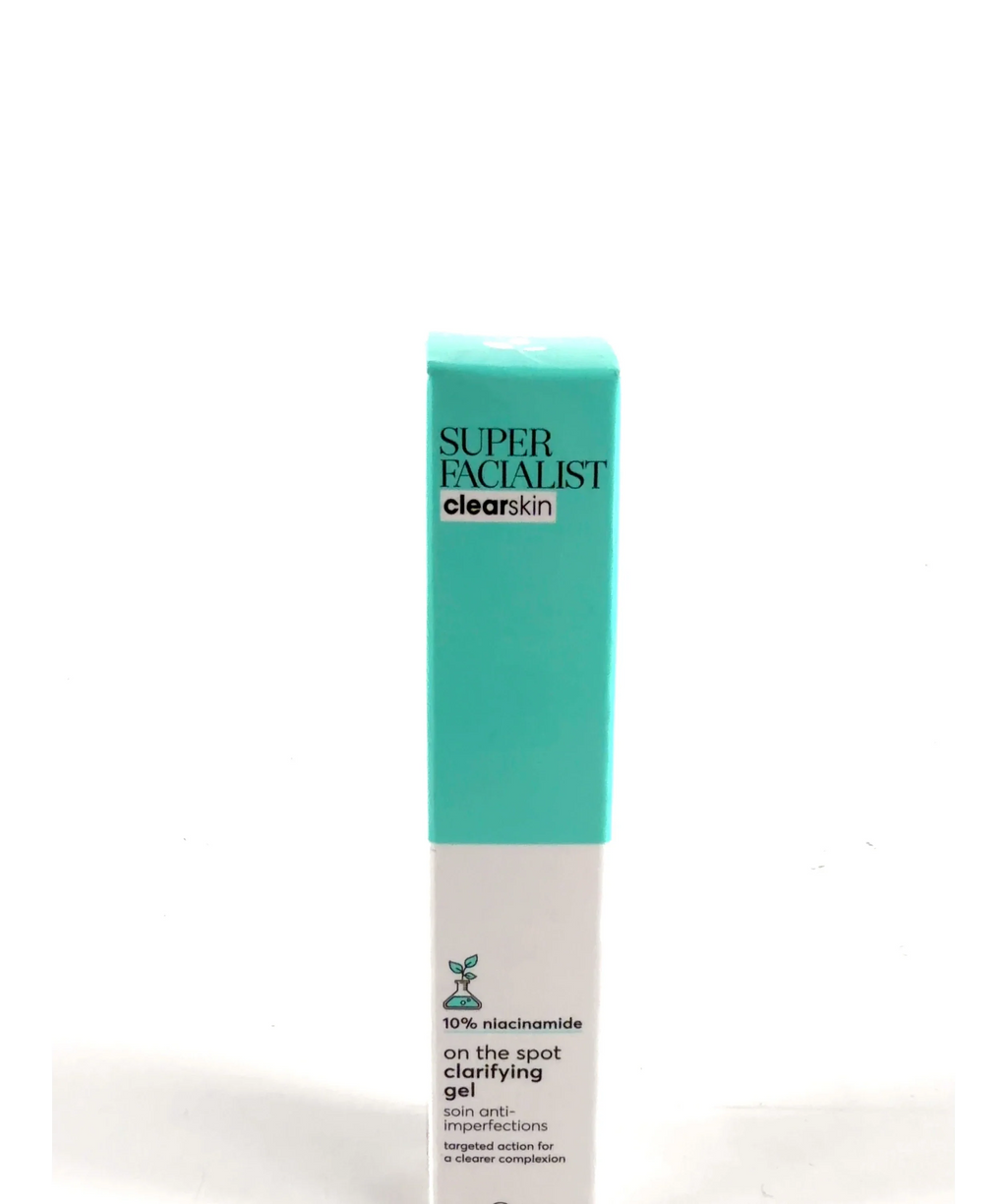 Super Facialist on the spot clarifying gel, size 15ml — label