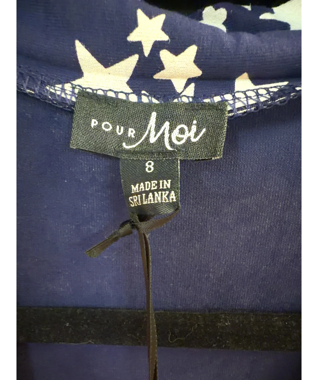 Pour Moi navy Sofa Loves Lace Jersey Wrap Gown, size UK 8 — care label