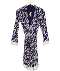 Pour Moi navy Sofa Loves Lace Jersey Wrap Gown, size UK 8 — front