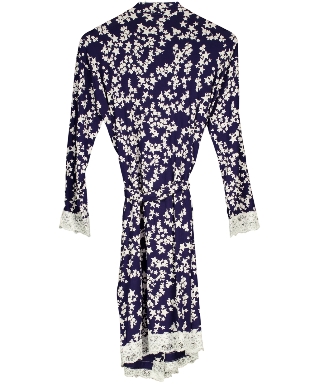 Pour Moi navy Sofa Loves Lace Jersey Wrap Gown, size UK 8 — back