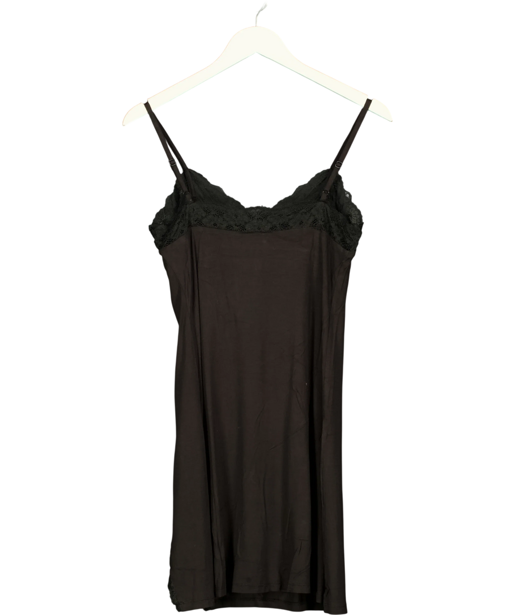 Pour Moi Black Sofa Loves Lace Hidden Support Soft Jersey Split Chemise, size UK 12 — back