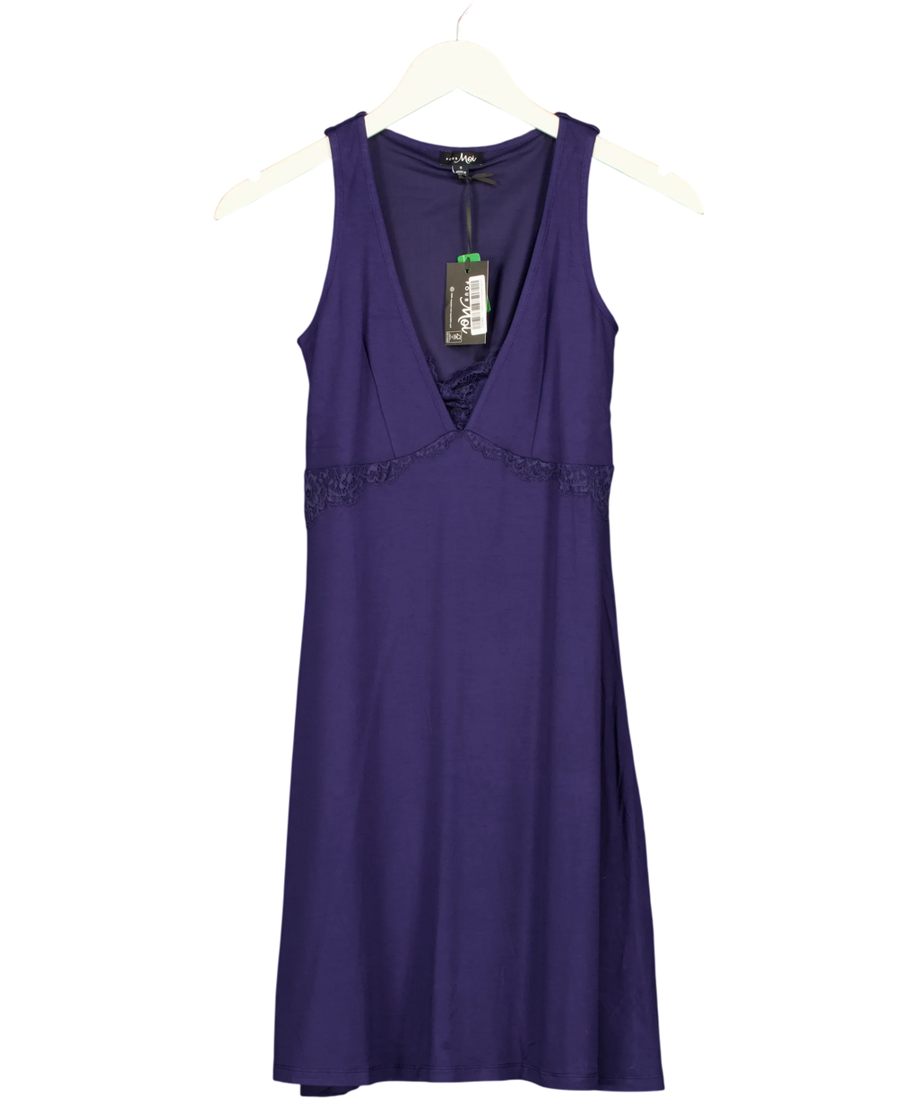 Pour Moi navy Sofa Loves Lace Hidden Mesh Support Soft Jersey Chemise, size UK 8 — front