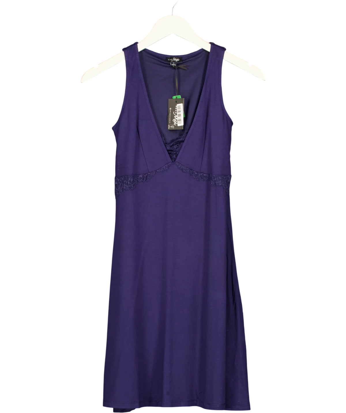 Pour Moi navy Sofa Loves Lace Hidden Mesh Support Soft Jersey Chemise, size UK 8 — front