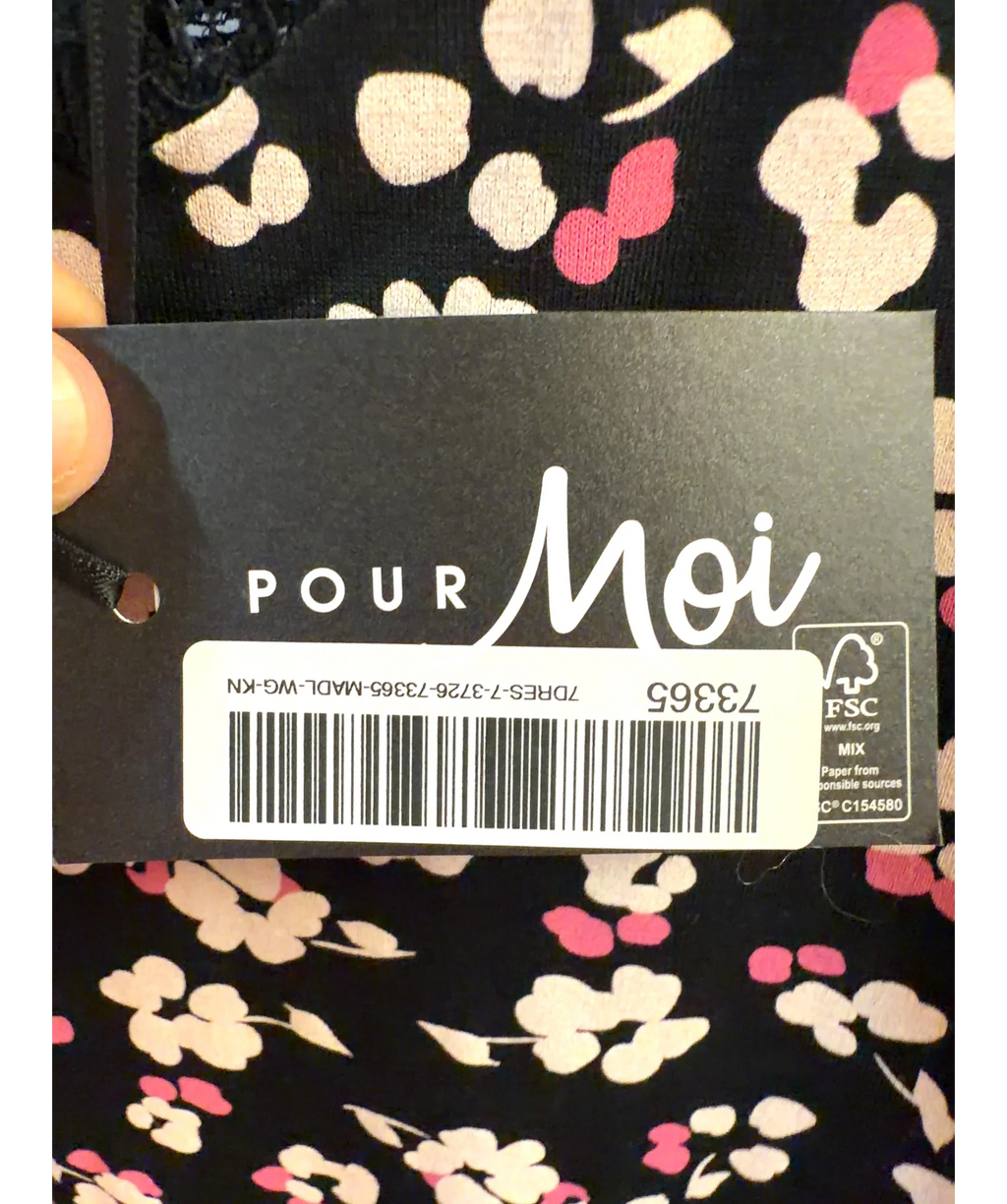 Pour Moi Black Sofa Loves Lace Hidden Support Soft Jersey Split Chemise, size UK 12 — detail