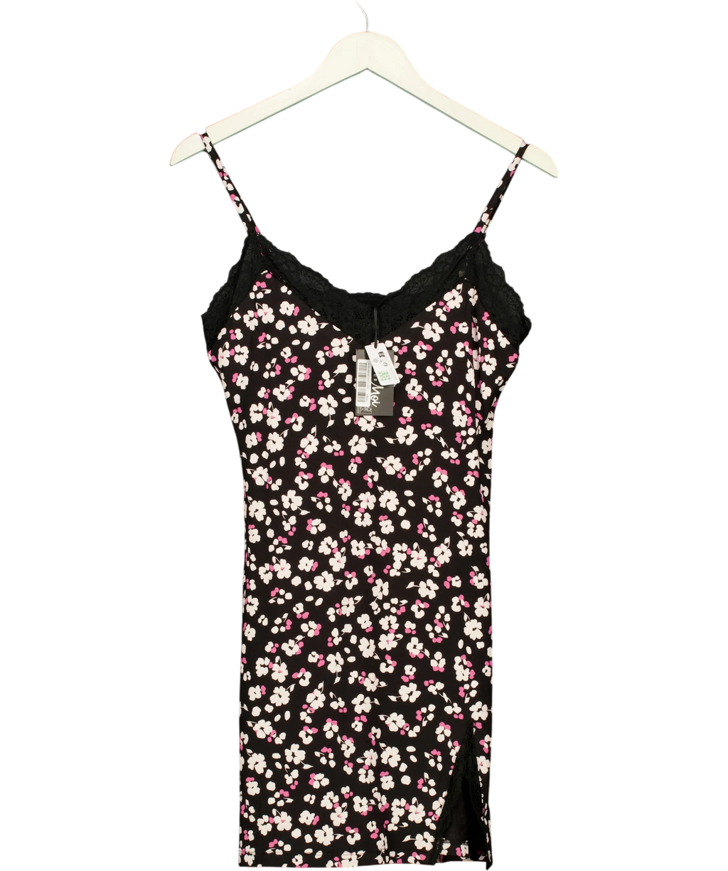 Pour Moi Black Sofa Loves Lace Hidden Support Soft Jersey Split Chemise, size UK 12 — front