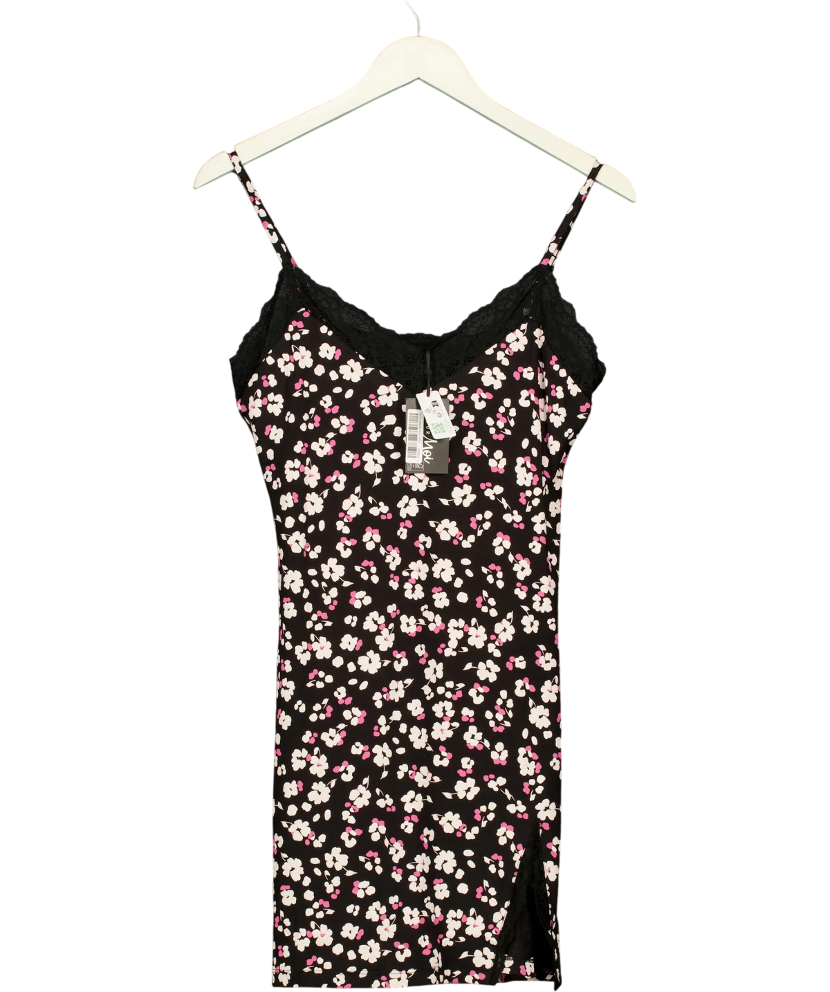Pour Moi Black Sofa Loves Lace Hidden Support Soft Jersey Split Chemise, size UK 12 — front