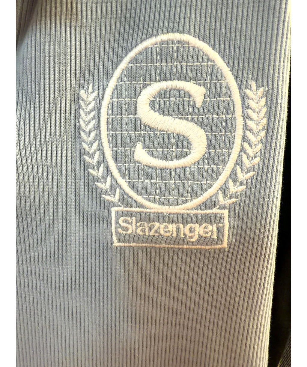 Slazenger light blue ribbed light blue sleeveless polo dress, size UK 8 — detail
