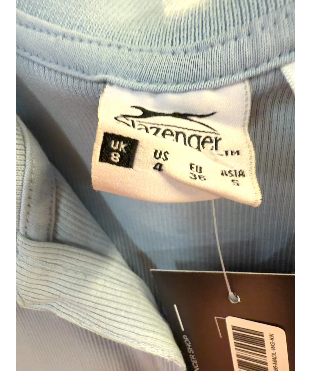 Slazenger light blue ribbed light blue sleeveless polo dress, size UK 8 — care label