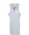 Slazenger light blue ribbed light blue sleeveless polo dress, size UK 8 — front