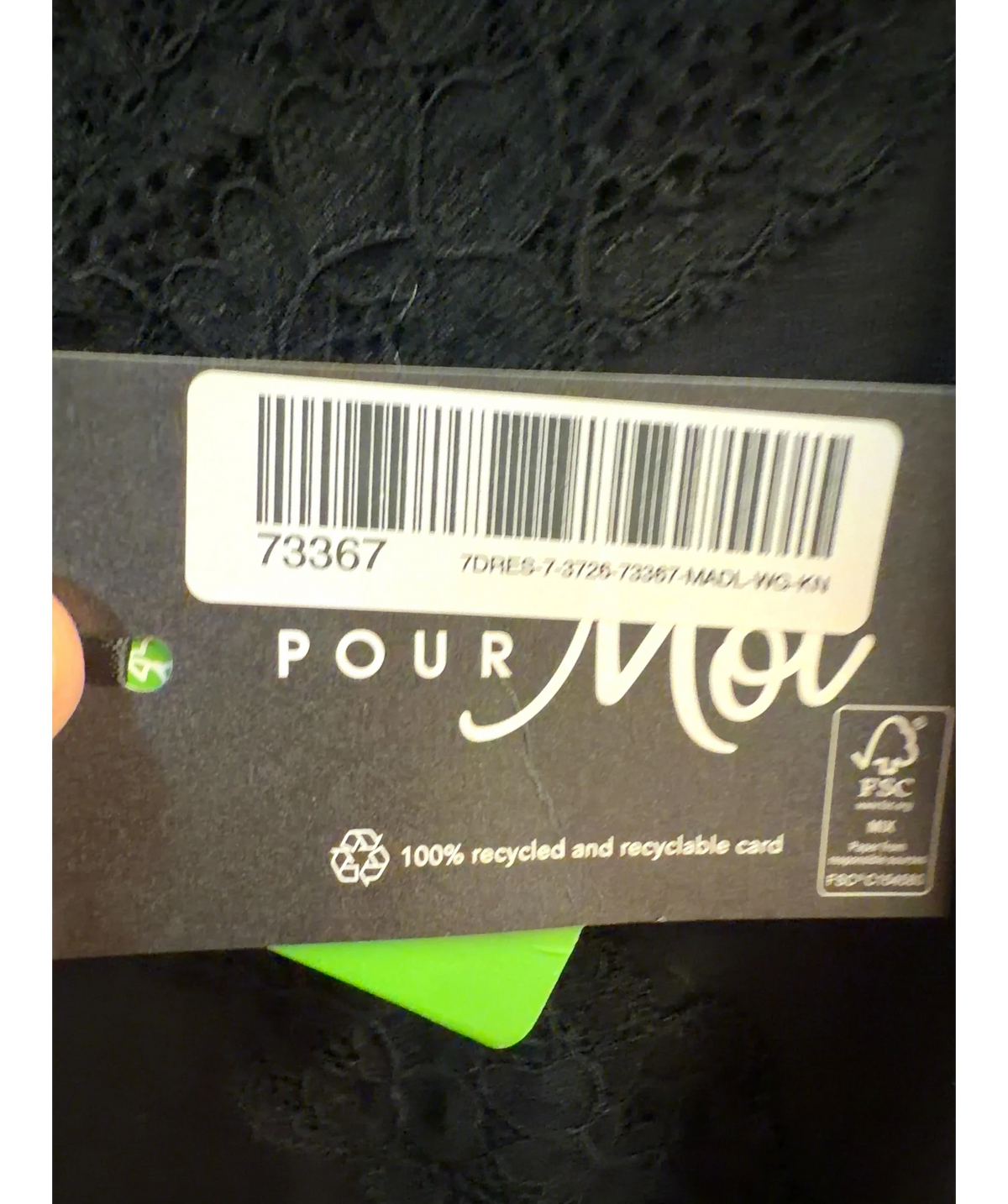 Pour Moi Black Sofa Loves Lace Soft Jersey Hidden Support Wrap Midi Chemise, size UK 10 — detail