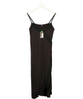 Pour Moi Black Sofa Loves Lace Soft Jersey Hidden Support Wrap Midi Chemise, size UK 10 — front