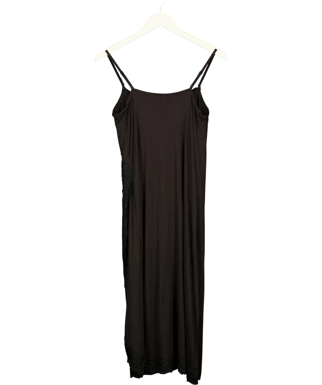 Pour Moi Black Sofa Loves Lace Soft Jersey Hidden Support Wrap Midi Chemise, size UK 10 — back