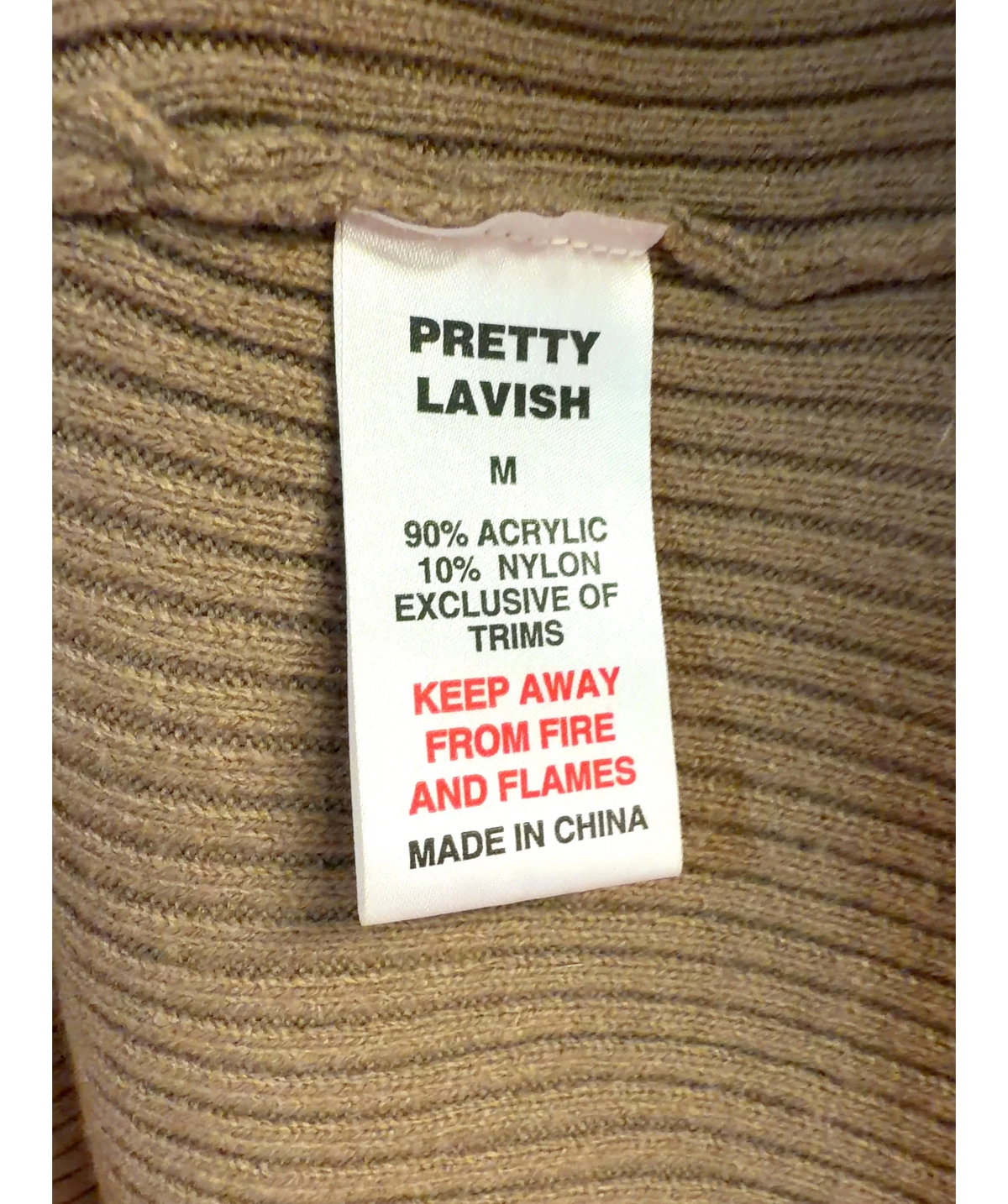 PRETTY LAVISH Brown Colour, size UK M — label