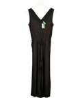 Pour Moi Black Sofa Loves Lace Hidden Support Cropped Wide Leg Jumpsuit Nightwear, size UK 8 — front