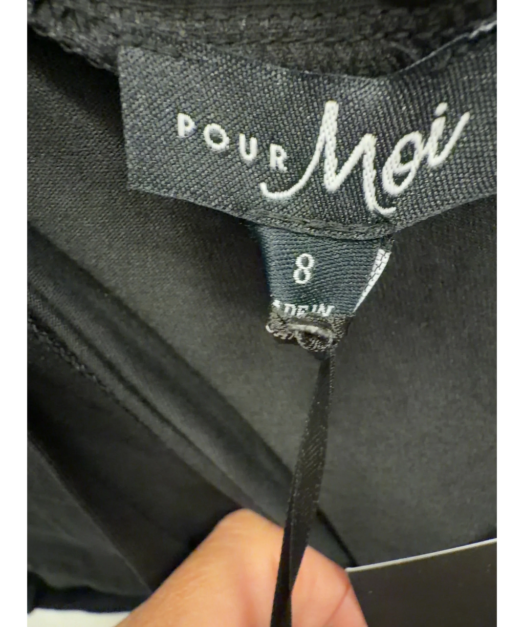 Pour Moi Black Sofa Loves Lace Jersey Wrap Gown, size UK 8 — care label