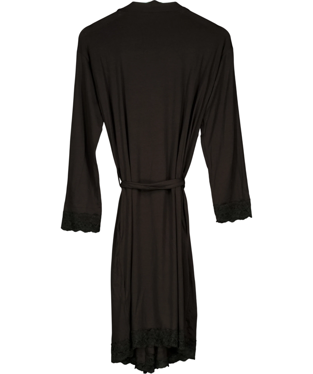 Pour Moi Black Sofa Loves Lace Jersey Wrap Gown, size UK 8 — back