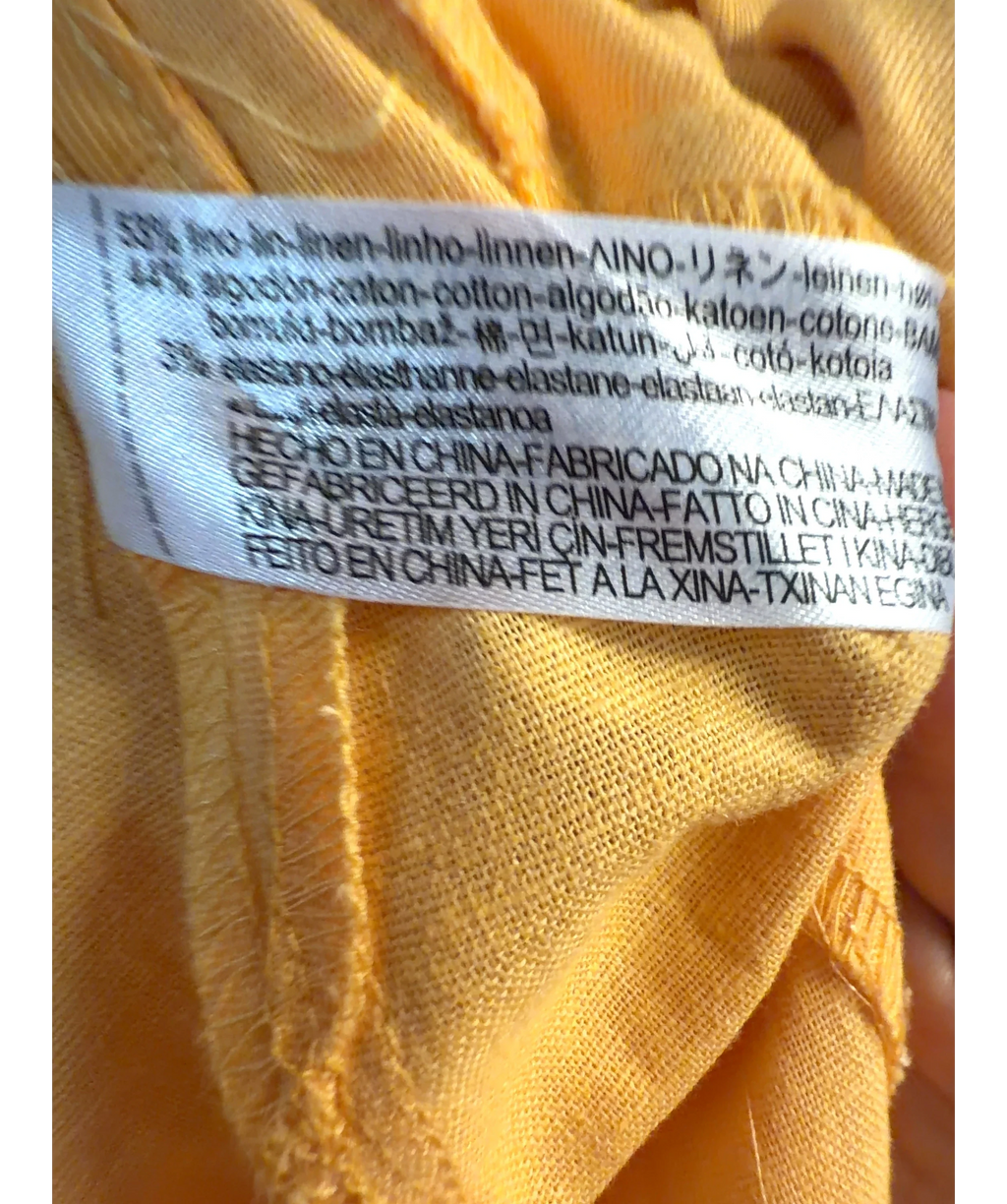 ZARA Yellow ZW Collection Linen Blend Light Yellow Midi Skirt, size UK M — label