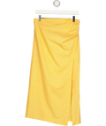 ZARA Yellow ZW Collection Linen Blend Light Yellow Midi Skirt, size UK M — front