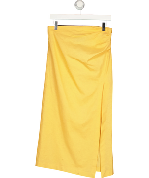 Zara ZW Collection Linen Blend Light Yellow Midi Skirt UK M