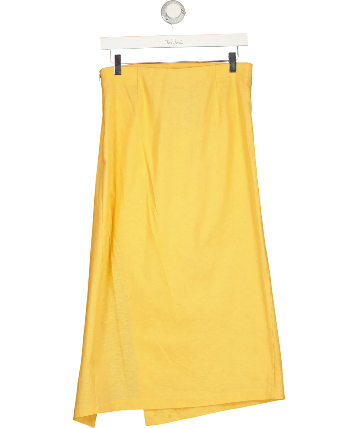 ZARA Yellow ZW Collection Linen Blend Light Yellow Midi Skirt, size UK M — back