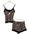 Pour Moi Black Sofa Loves Lace Jersey Cami and Short PJ Set, size UK 10 — front