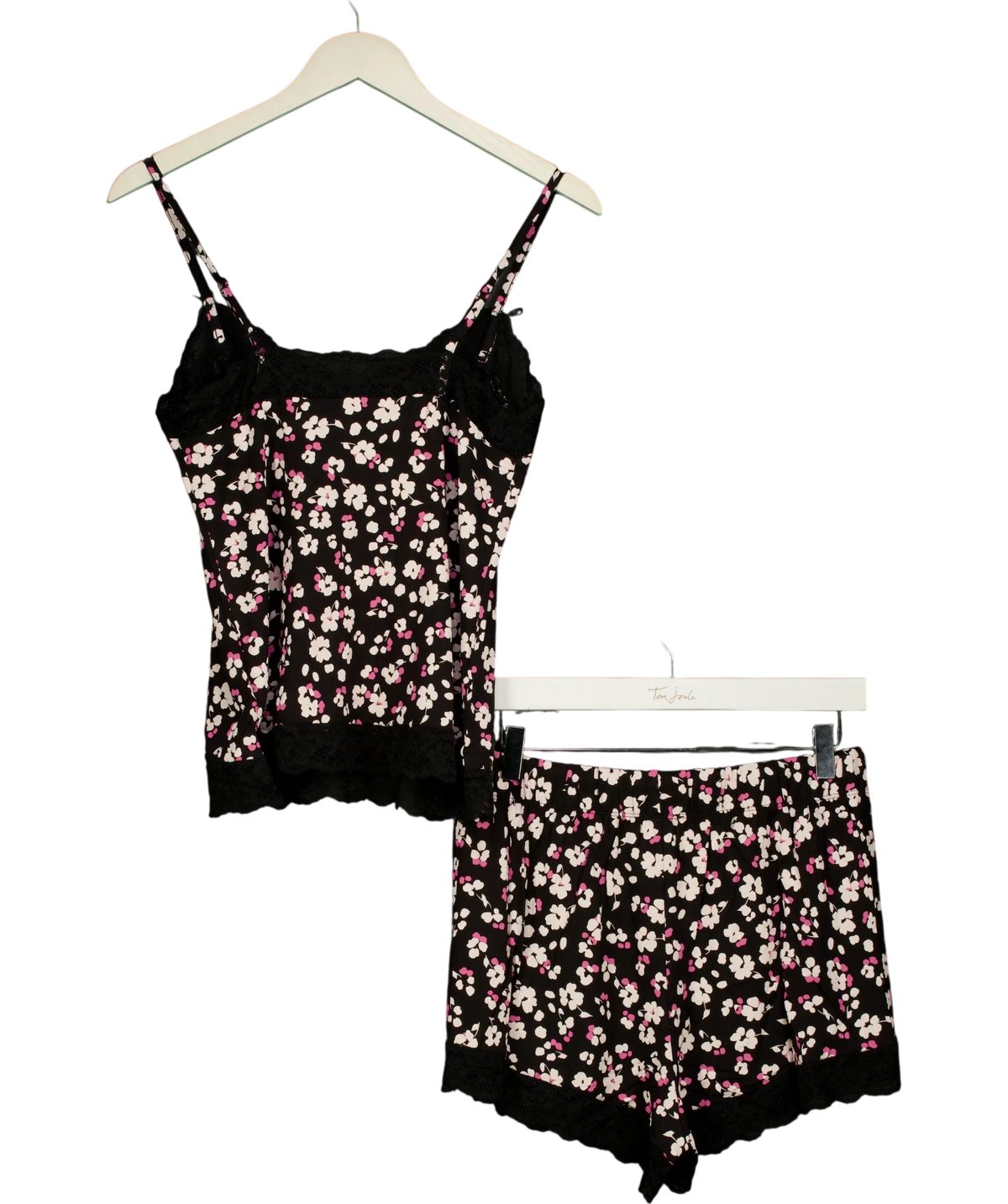 Pour Moi Black Sofa Loves Lace Jersey Cami and Short PJ Set, size UK 10 — back