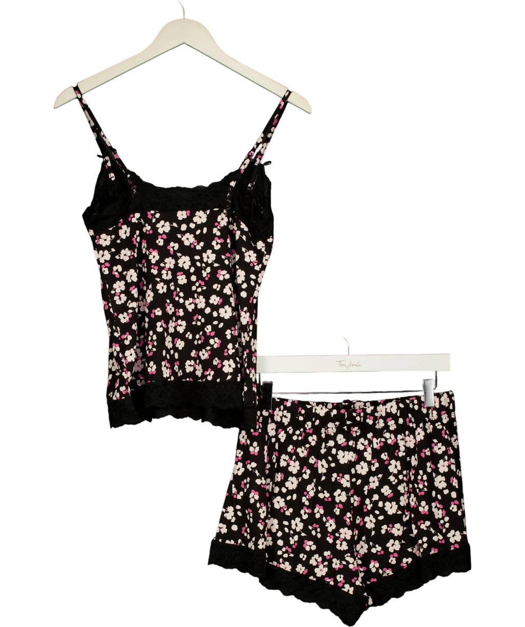 Pour Moi Black PM-23135 Sofa Loves Lace Jersey Cami and Short PJ Set - Black/White/Pink, size UK 12 — back