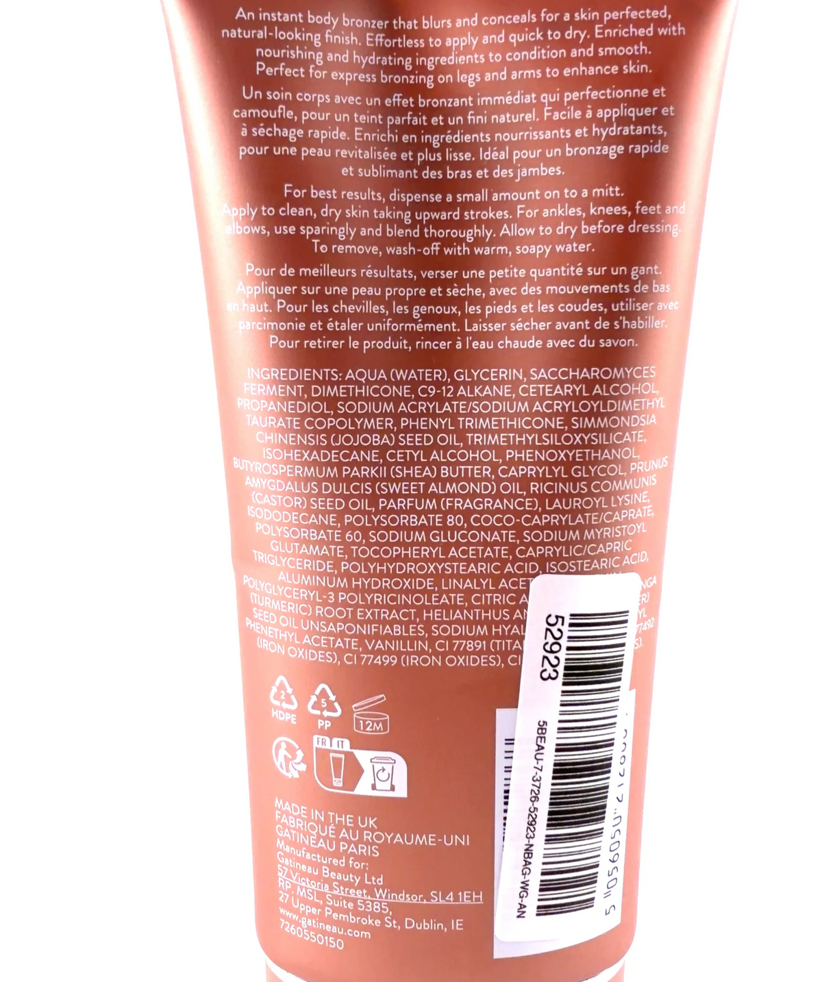 gatineau LIGHT / MEDIUM Golden Glow Blurring Body Bronze, size 150ml — fabric detail